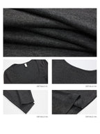 iamxiaa Square U Neck Slim Fit Set Shoulder Women's Stretch Knit Long Sleeve T-shirts