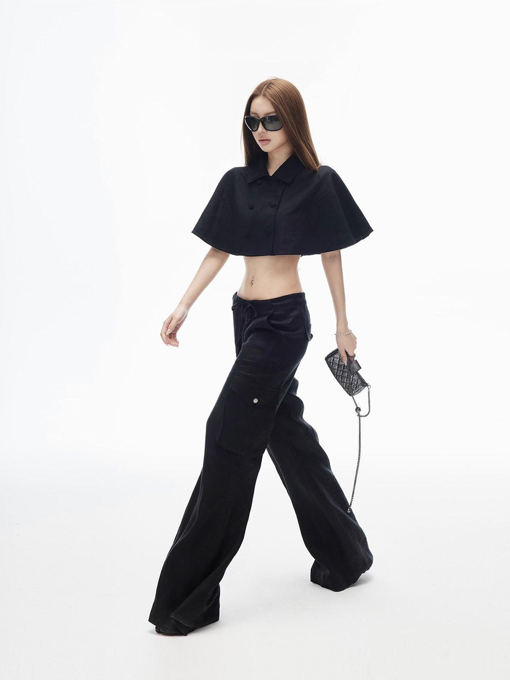 Street Drawstring Low Waist Cargo Women's 90s Linen Flare Pants