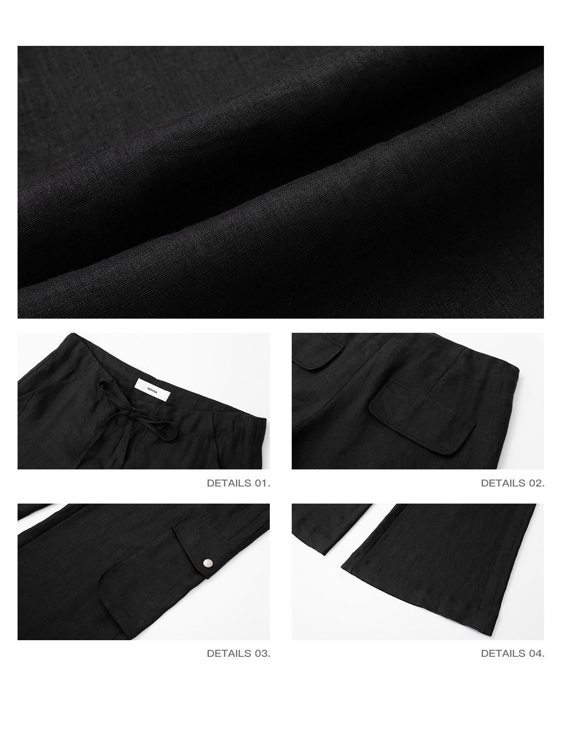 Street Drawstring Low Waist Cargo Women's 90s Linen Flare Pants