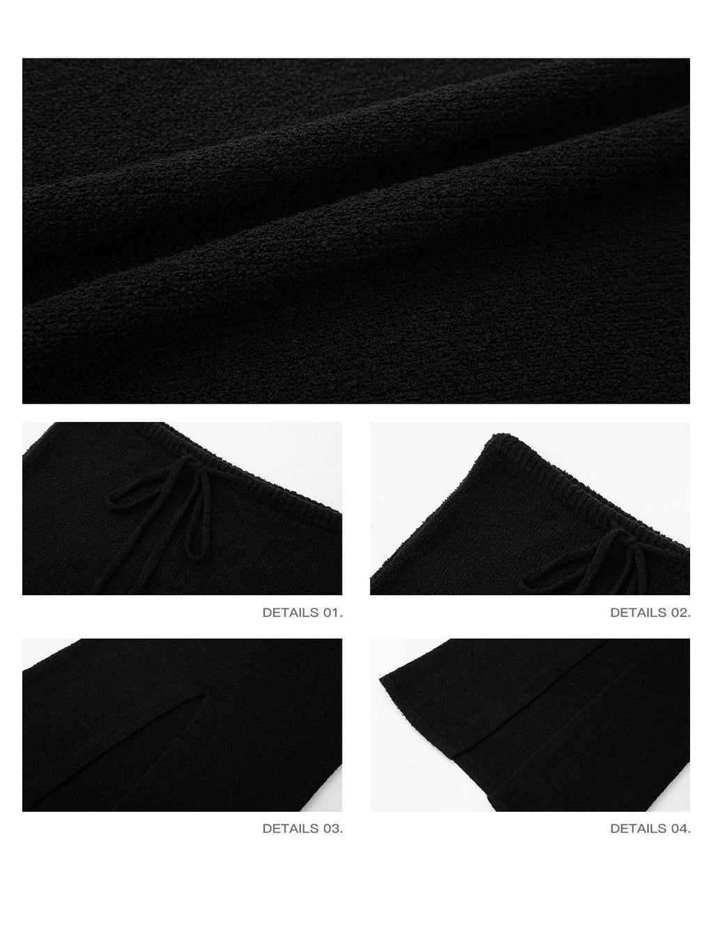 iamxiaa Textured Boucle Bodycon Back Slit Drawstring Drapey Women's Knit Maxi Skirts