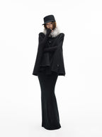 iamxiaa Textured Boucle Bodycon Back Slit Drawstring Drapey Women's Knit Maxi Skirts