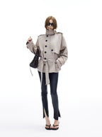 iamxiaa Twill Epaulet Button Cocoon H Silhouette Women's Cotton Trench Coats