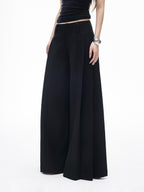 iamxiaa Two Tone Pressed Pleats Drapey No Waistband Low Rise Women's Wide-leg Pants