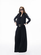 iamxiaa Two Tone Pressed Pleats Drapey No Waistband Low Rise Women's Wide-leg Pants