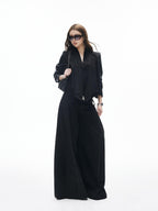 iamxiaa Two Tone Pressed Pleats Drapey No Waistband Low Rise Women's Wide-leg Pants