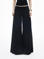 iamxiaa Two Tone Pressed Pleats Drapey No Waistband Low Rise Women's Wide-leg Pants