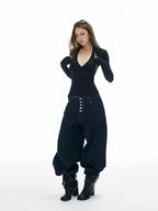 iamxiaa V-neck Halter Two Piece Waist Cinch Women's Soft Wide Rib Knit Camisoles