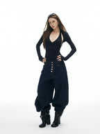 iamxiaa V-neck Halter Two Piece Waist Cinch Women's Soft Wide Rib Knit Camisoles