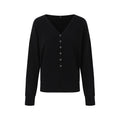 iamxiaa V-neck Henley Fine Knit Hidden Button Off Shoulder Women's Wool Blend Sweaters 869696959505