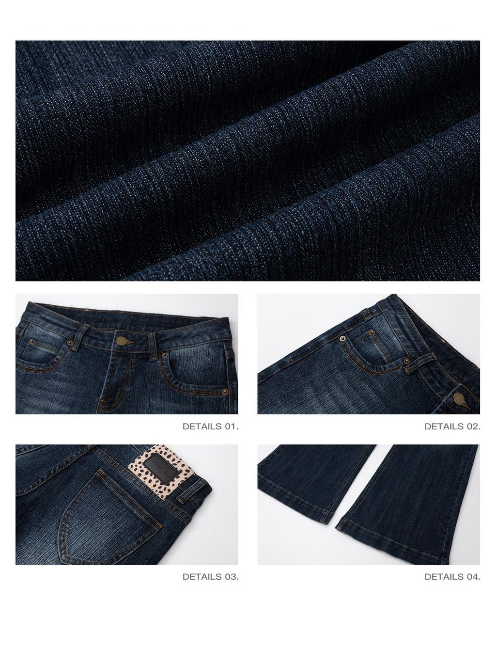 iamxiaa Vertical Ribbed Yellow Topstitch Low Rise Washed Women's Denim Flare Jeans