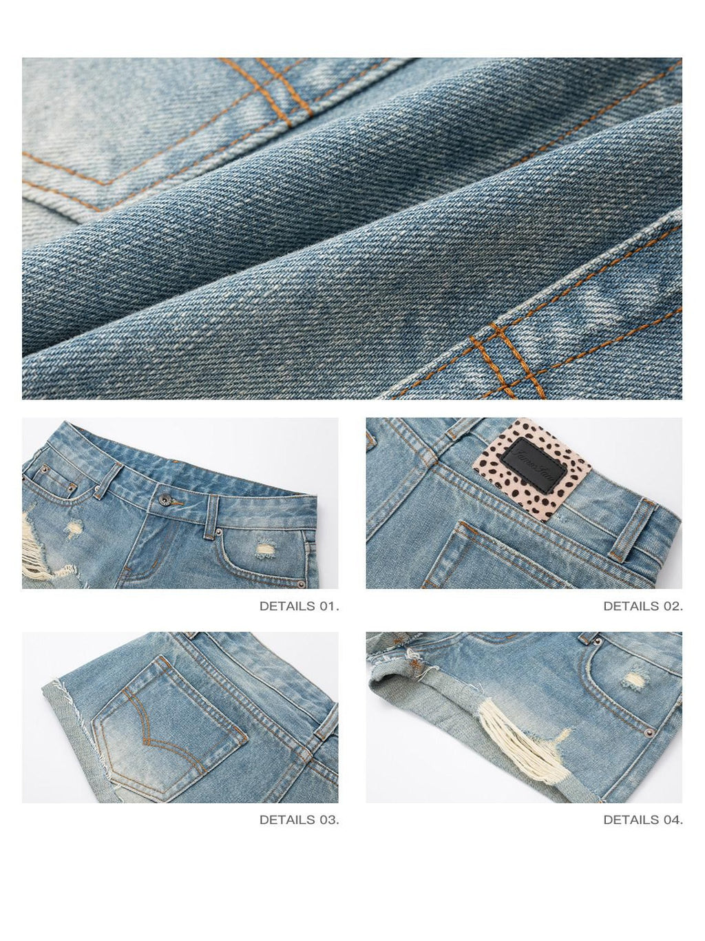 iamxiaa Vintage Asymmetrical Ripped Low Rise Cuffed Women's High Cotton Denim Shorts