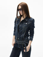 iamxiaa Vintage Blue Distressed Low Rise Micro Flare Women's Denim Flare Jeans