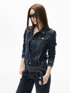 iamxiaa Vintage Blue Distressed Low Rise Micro Flare Women's Denim Flare Jeans