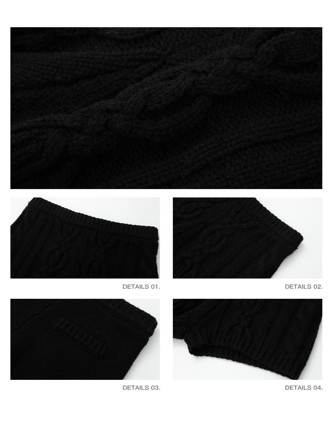 iamxiaa Vintage Chunky Cable Knit Slim Women's Stretch Yarn Ribbed Short Trousers