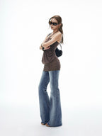 iamxiaa Vintage Ombre Wash Low Rise Slim Micro Flare Women's Denim Flare Jeans