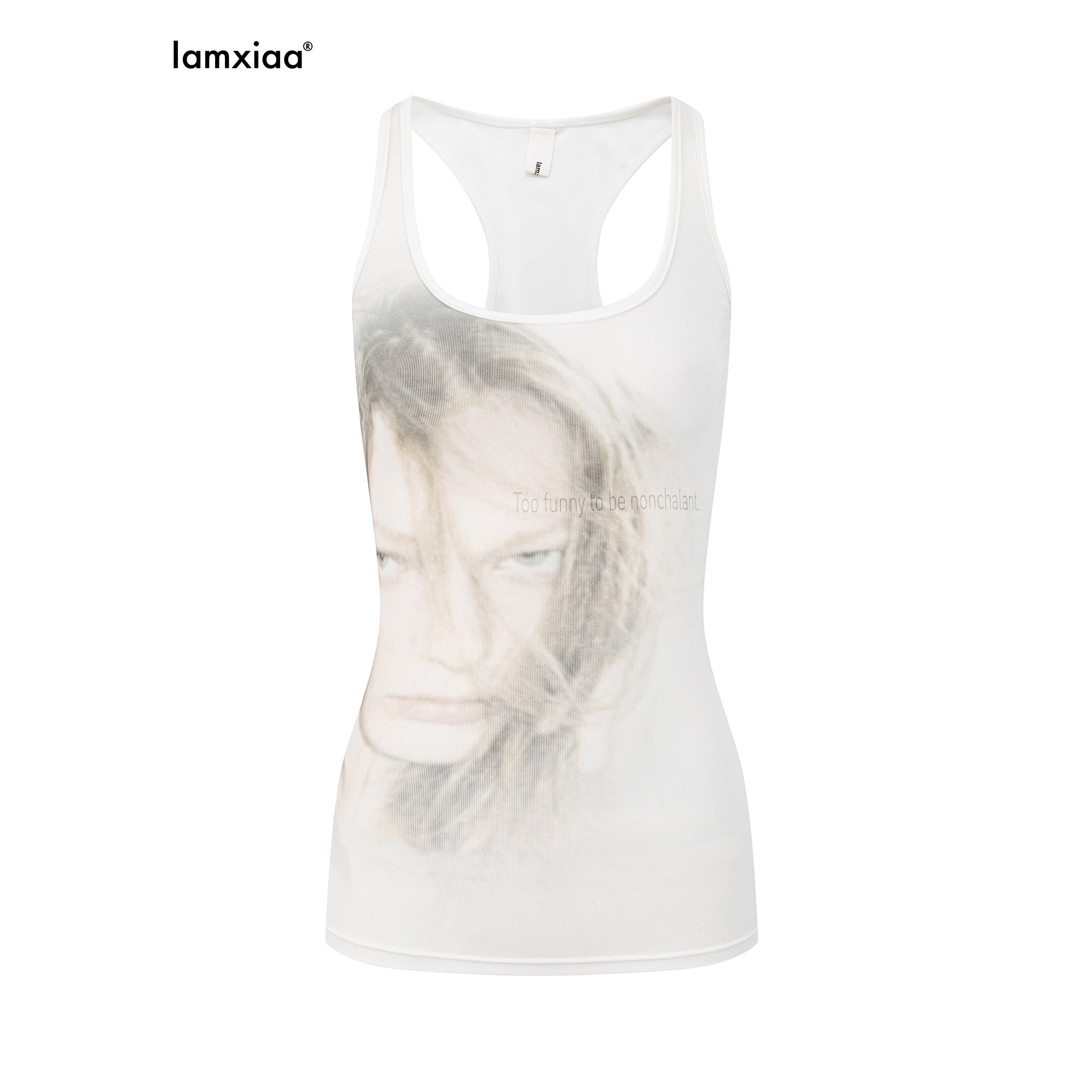 iamxiaa Vintage Washed Sketch Portrait Print Racerback Women's Lyocell Tank Tops 1052039948924