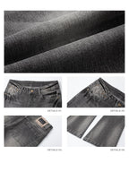 iamxiaa Washed Grey Slub Denim Low Rise Leg Lengthening Women's Cotton Flare Jeans