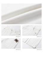 iamxiaa White Denim Double Stitch Split Hem Women's Cotton Twill Wide-leg Jeans