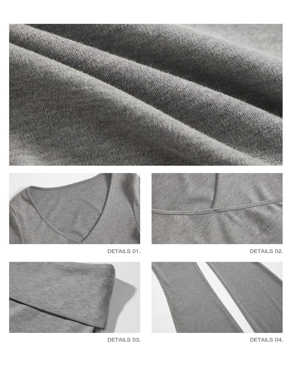 iamxiaa Wide Folded Hem Cross V Knit Women's Cotton Feel Flare Pants