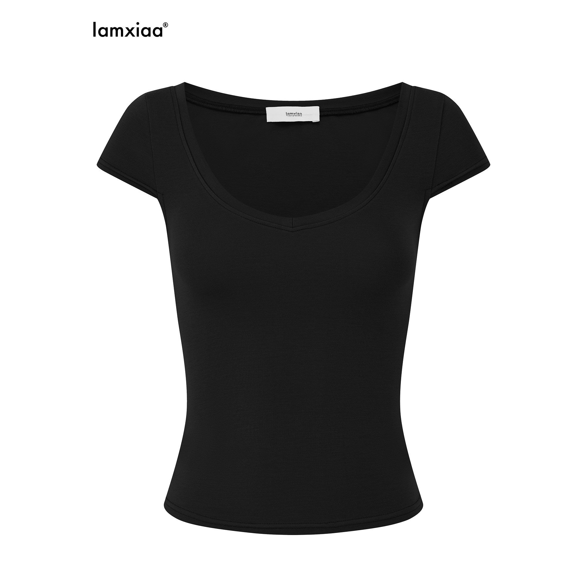 iamxiaa Wing Print Sweetheart Neck Fitted Women's Modal Short Sleeve T-shirts 1055493383197