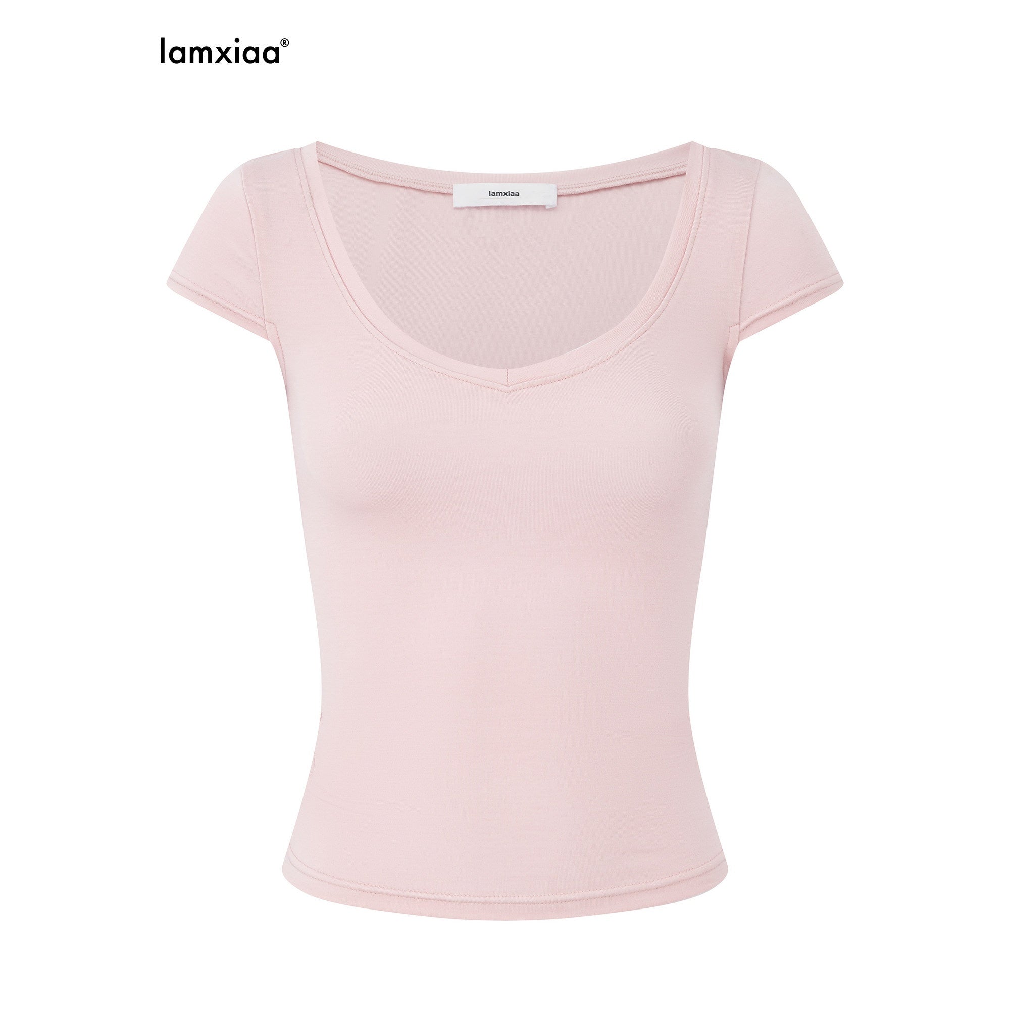 iamxiaa Wing Print Sweetheart Neck Fitted Women's Modal Short Sleeve T-shirts 1055493383197