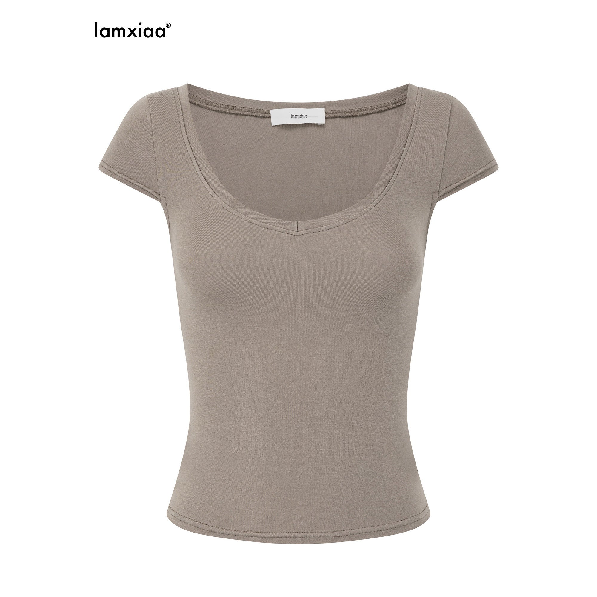 iamxiaa Wing Print Sweetheart Neck Fitted Women's Modal Short Sleeve T-shirts 1055493383197