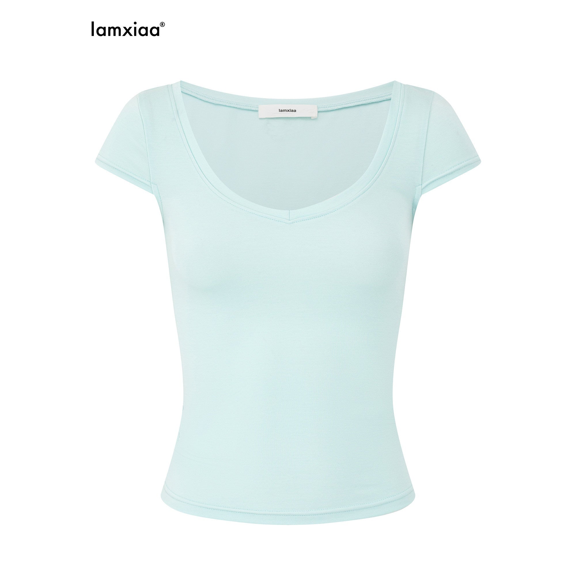 iamxiaa Wing Print Sweetheart Neck Fitted Women's Modal Short Sleeve T-shirts 1055493383197