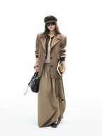 iamxiaa Yellow Brown Houndstooth Wide Shoulder Notch Lapel Women's Tweed Casual Jackets
