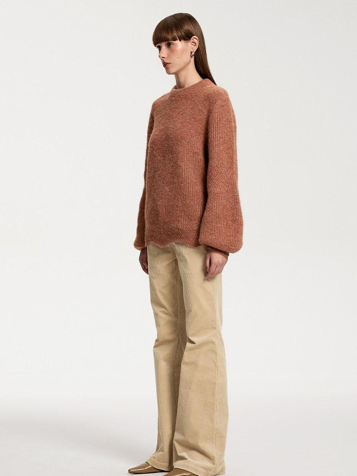 someonesometimes 100 Percent Cotton Commuter Low Waist Micro Flare Light Camel Ladies Pants