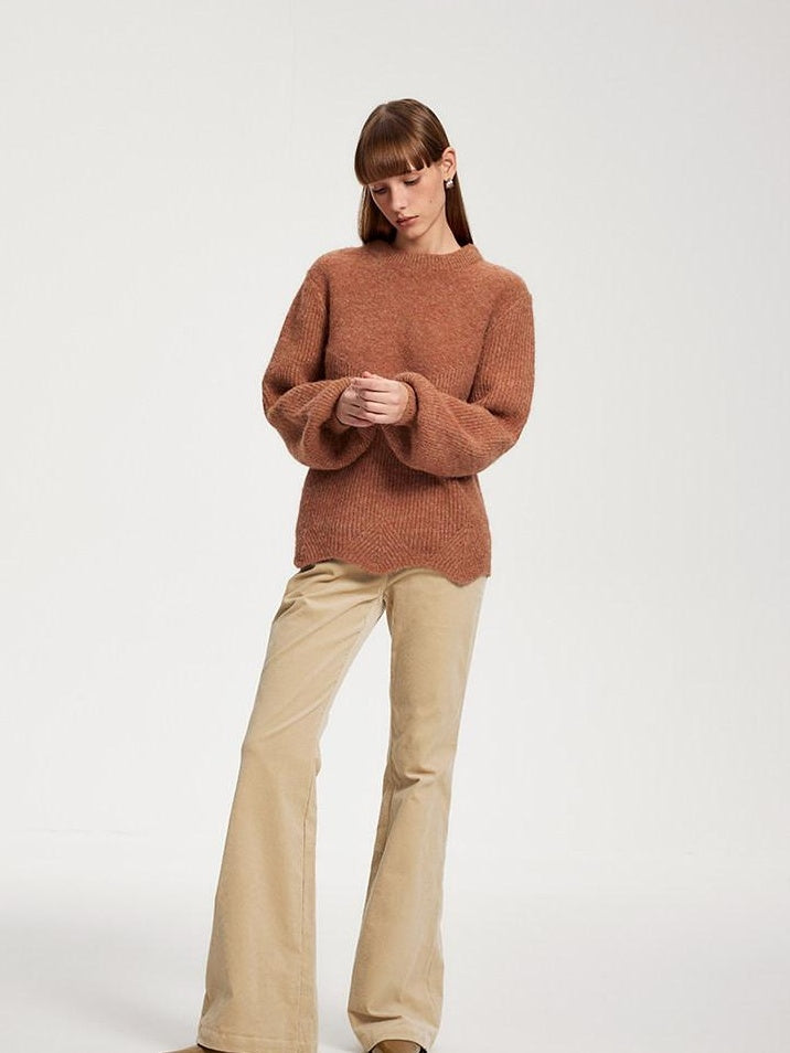 someonesometimes 100 Percent Cotton Commuter Low Waist Micro Flare Light Camel Ladies Pants
