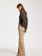 someonesometimes 100 Percent Cotton Commuter Low Waist Micro Flare Light Camel Ladies Pants