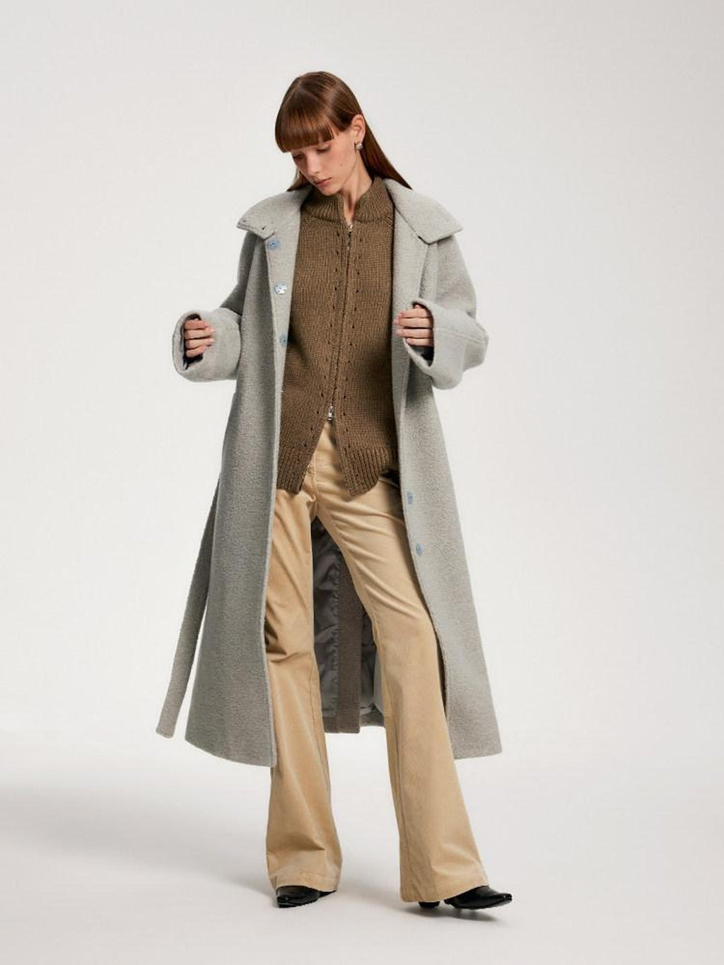 someonesometimes 100 Percent Cotton Commuter Low Waist Micro Flare Light Camel Ladies Pants