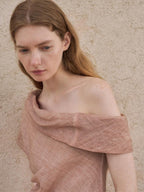 someonesometimes Antibacterial Uv 100% Ramie Linen Pleated Slim One Shoulder Top