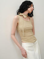 someonesometimes Asymmetric Original Slim Fit Strappy Solid Viscose Spandex Stretch Tank Tops