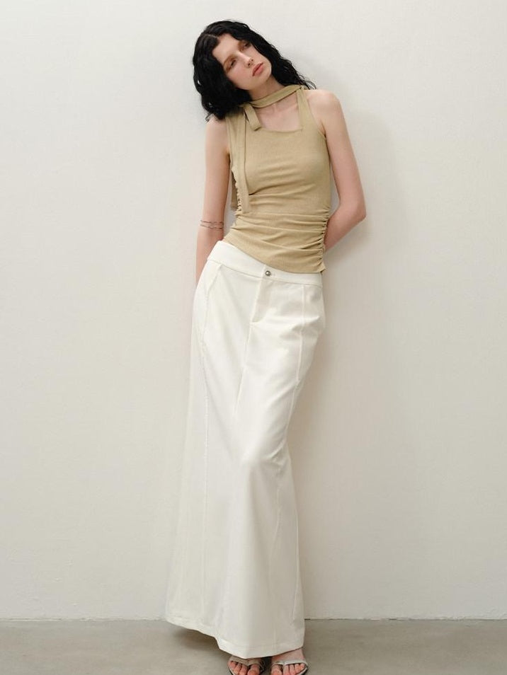 someonesometimes Asymmetric Original Slim Fit Strappy Solid Viscose Spandex Stretch Tank Tops