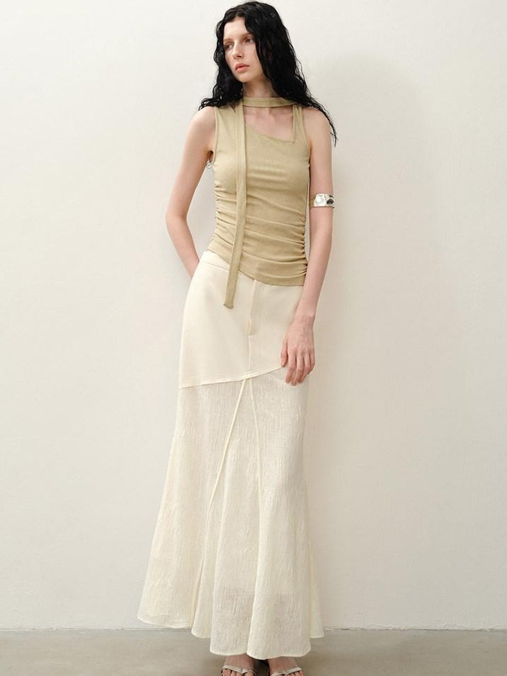 someonesometimes Asymmetric Original Slim Fit Strappy Solid Viscose Spandex Stretch Tank Tops