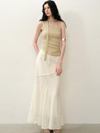 someonesometimes Asymmetric Original Slim Fit Strappy Solid Viscose Spandex Stretch Tank Tops