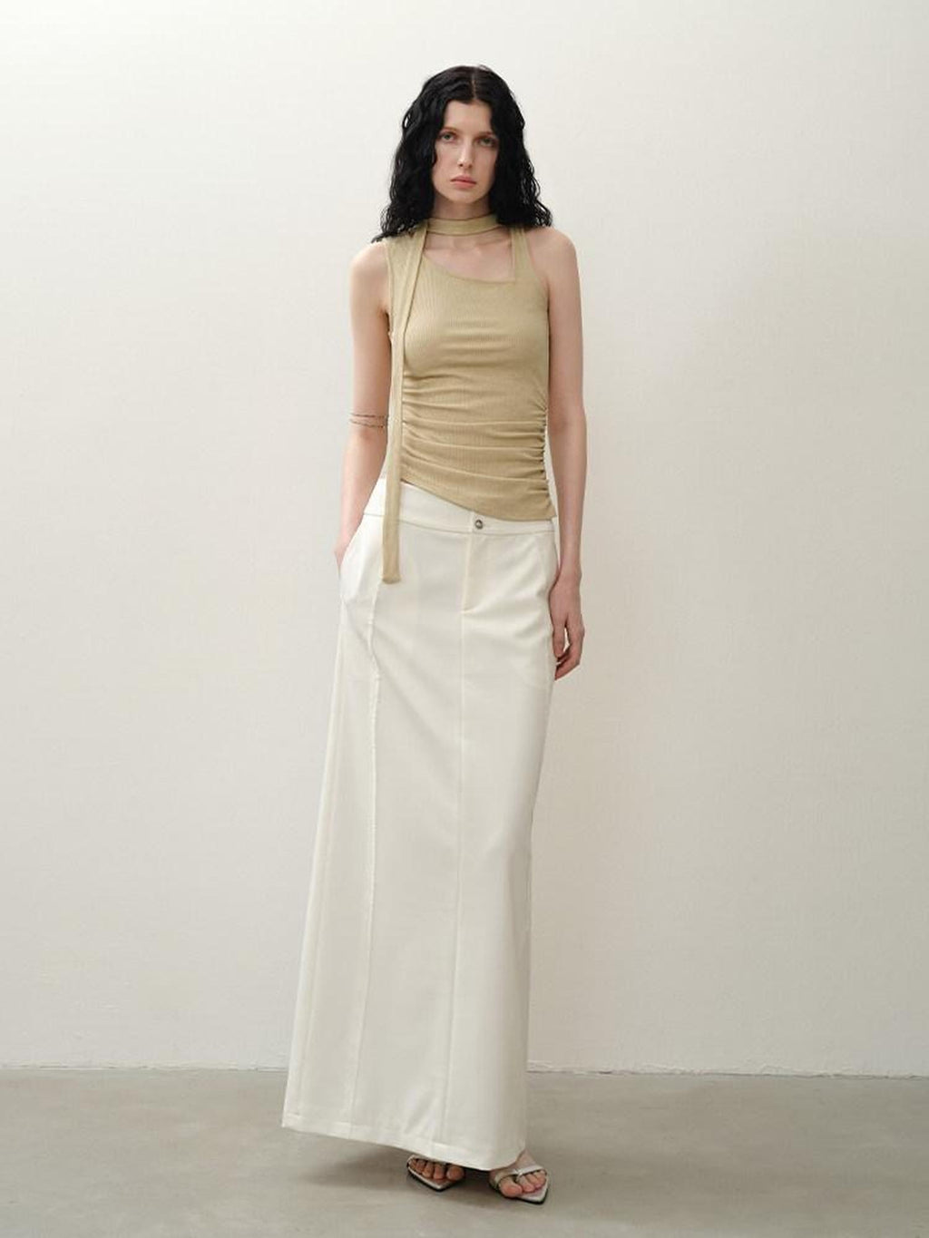 someonesometimes Asymmetric Original Slim Fit Strappy Solid Viscose Spandex Stretch Tank Tops