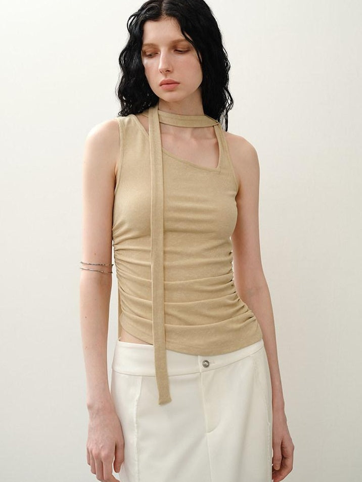 someonesometimes Asymmetric Original Slim Fit Strappy Solid Viscose Spandex Stretch Tank Tops