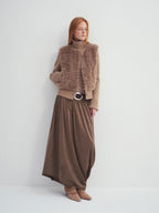 someonesometimes Casual Loose Fit Layered Stand Collar Button Polyester Women Cropped Jackets