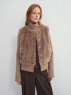 someonesometimes Casual Loose Fit Layered Stand Collar Button Polyester Women Cropped Jackets