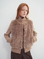 someonesometimes Casual Loose Fit Layered Stand Collar Button Polyester Women Cropped Jackets