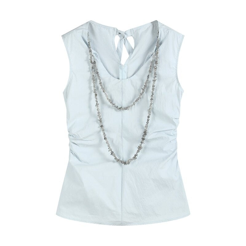 someonesometimes_Chain_Detail_Original_Slim_Strappy_Cotton_Blend_Water_Blue_Women_Tank_Tops_MISSTT