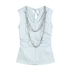 someonesometimes_Chain_Detail_Original_Slim_Strappy_Cotton_Blend_Water_Blue_Women_Tank_Tops_MISSTT