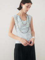someonesometimes Chain Detail Original Slim Strappy Cotton Blend Water Blue Women Tank Tops