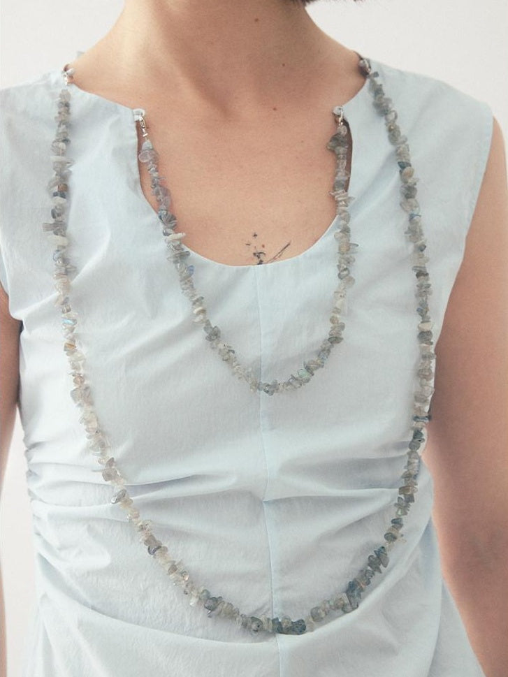 someonesometimes Chain Detail Original Slim Strappy Cotton Blend Water Blue Women Tank Tops
