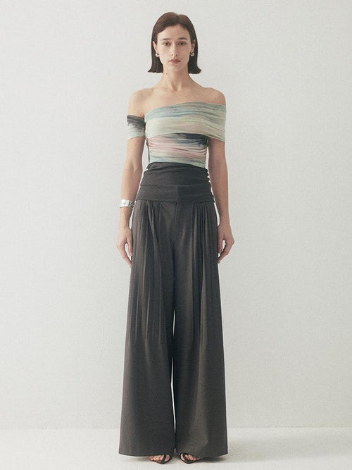 someonesometimes Comfortable Original Pleated Low Waist Pocket Unisex Casual Wide Leg Pants
