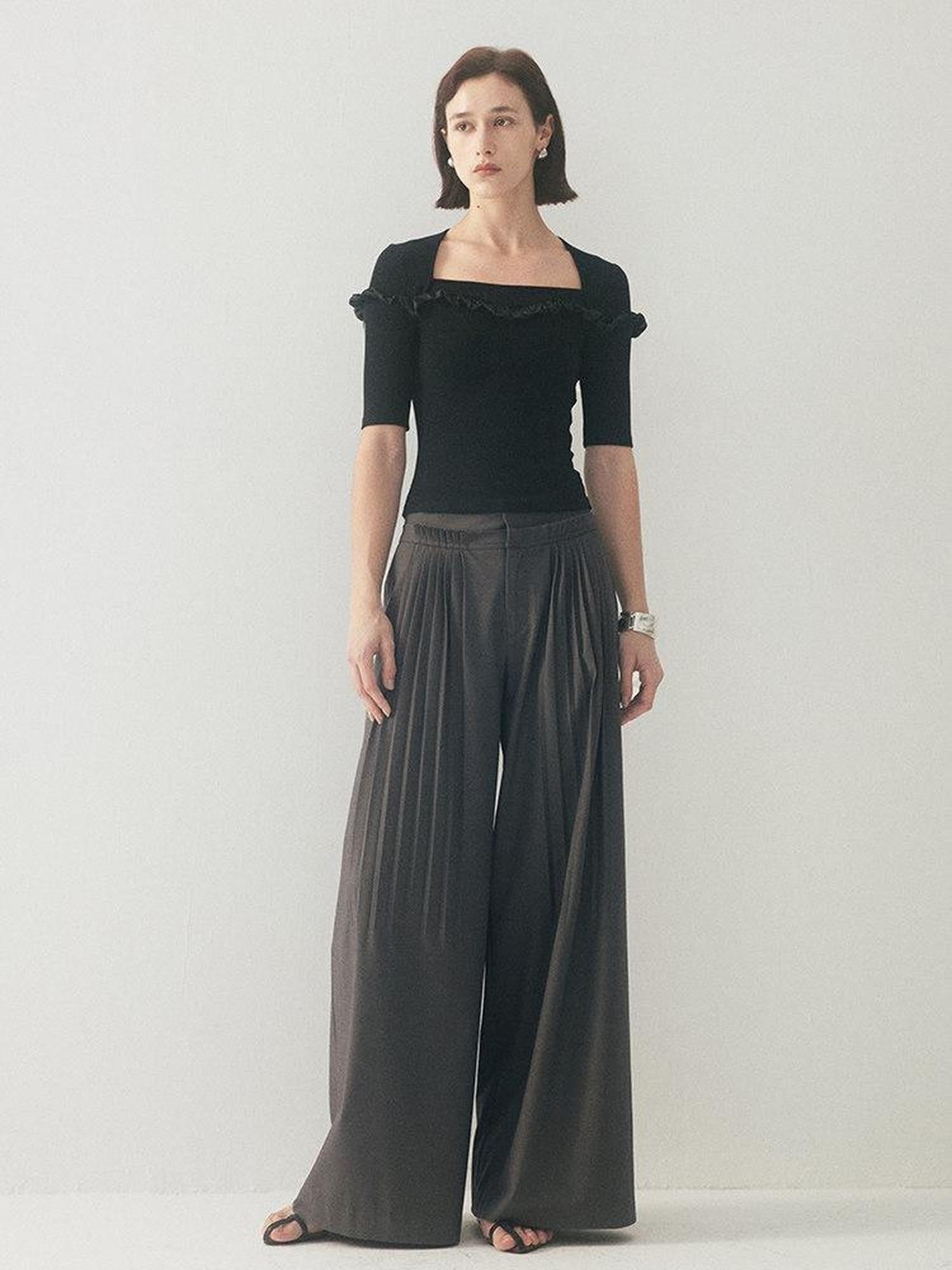 someonesometimes Comfortable Original Pleated Low Waist Pocket Unisex Casual Wide Leg Pants