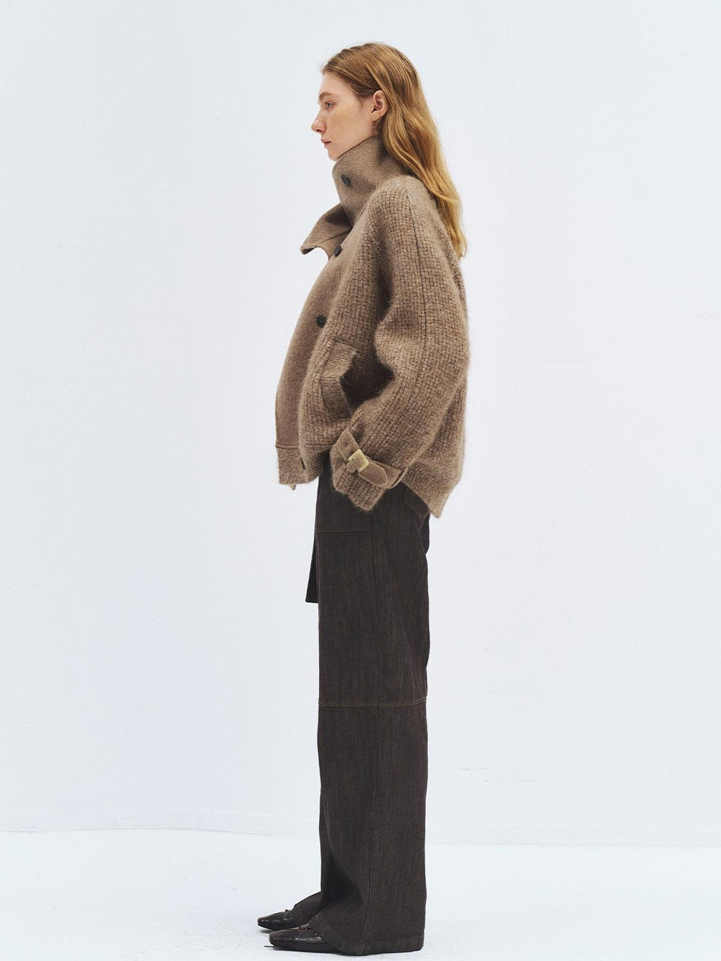 someonesometimes Cotton Linen High Waist Casual Straight Fit Womens Dove Gray Straight Leg Jeans