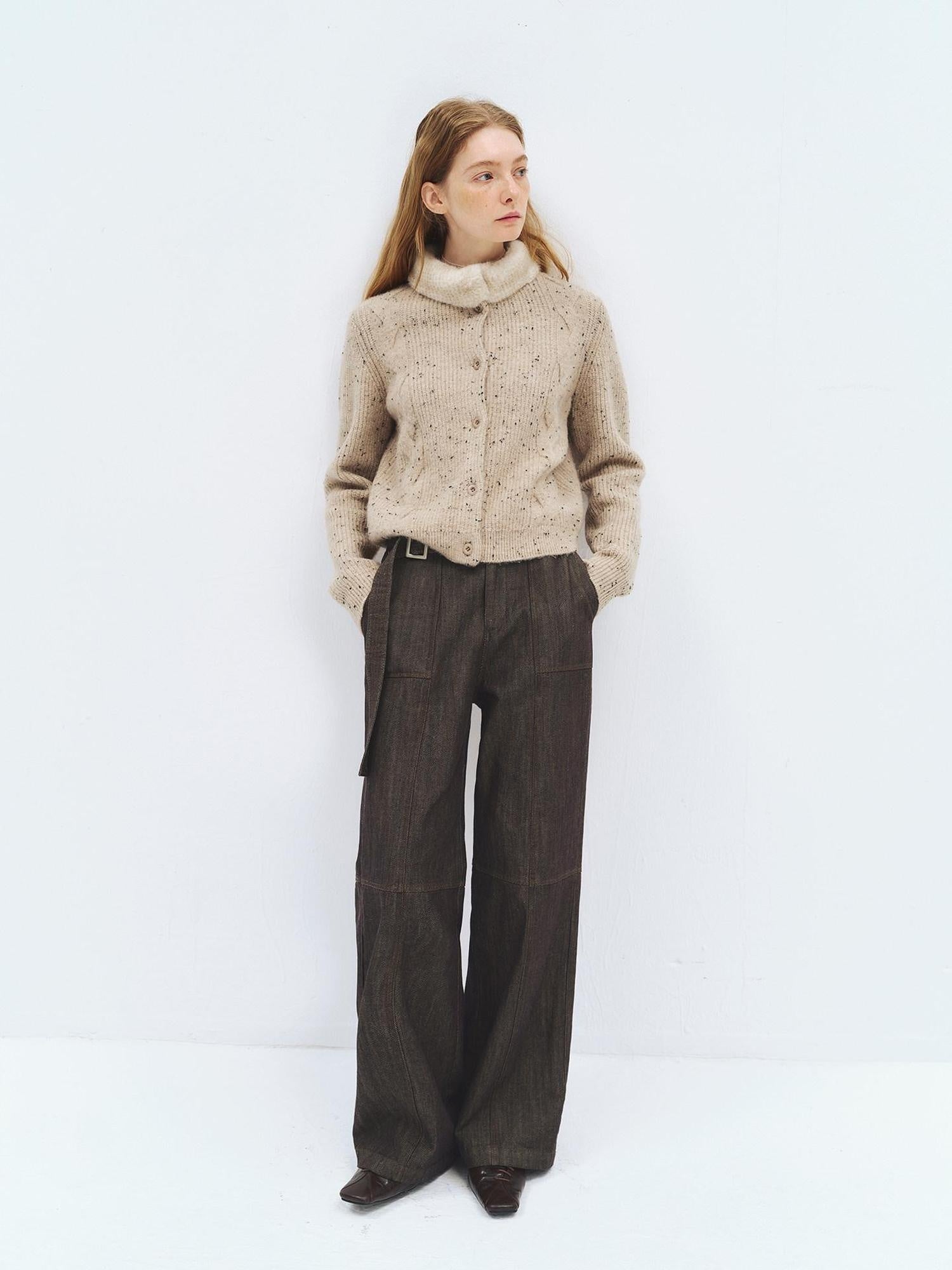 someonesometimes Cotton Linen High Waist Casual Straight Fit Womens Dove Gray Straight Leg Jeans